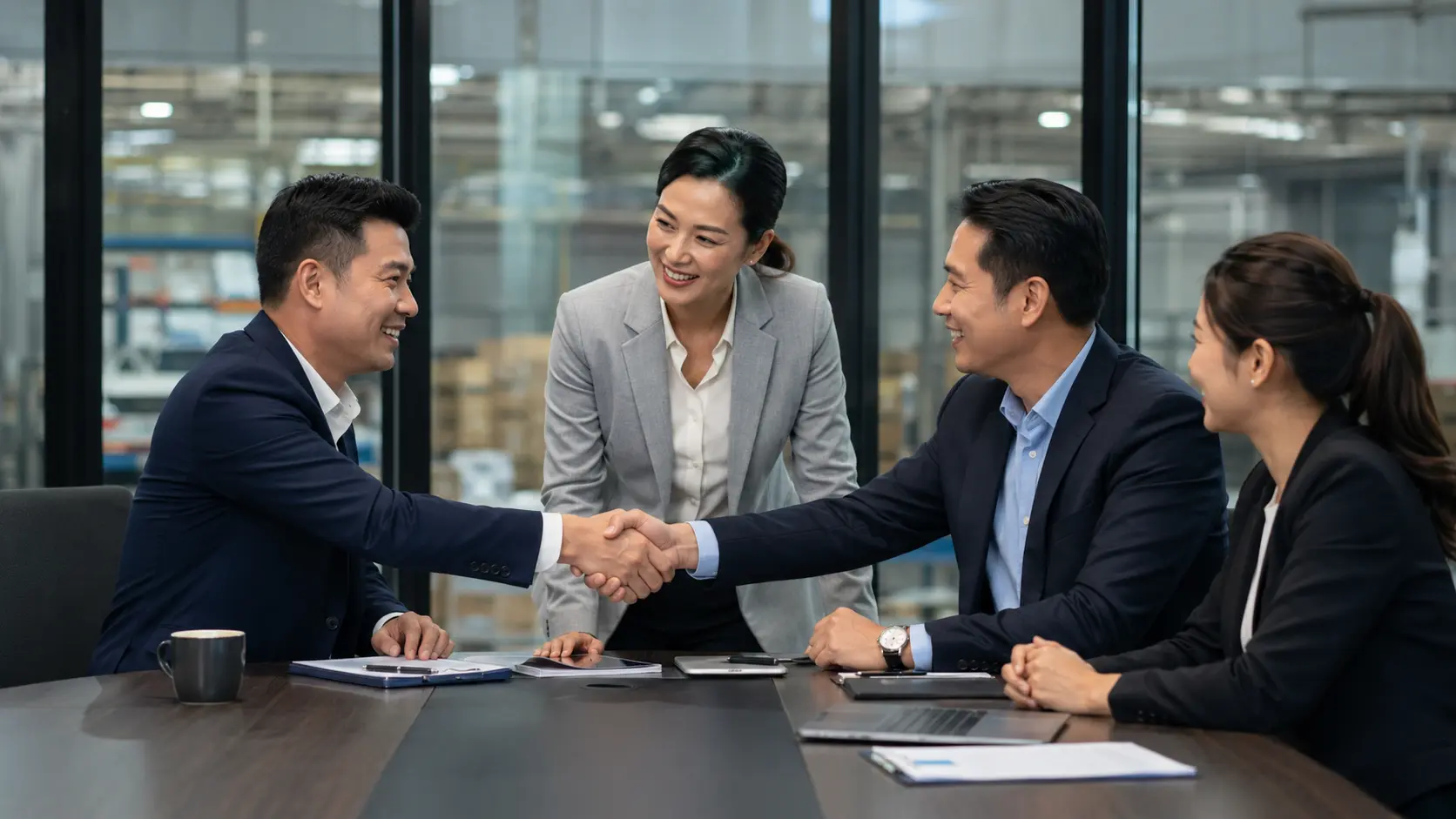 Doanh nhân bắt tay sau buổi kết nối kinh doanh hiệu quả